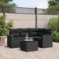 Set Divani da Giardino 5 pz con Cuscini in Polyrattan Nero 3218905