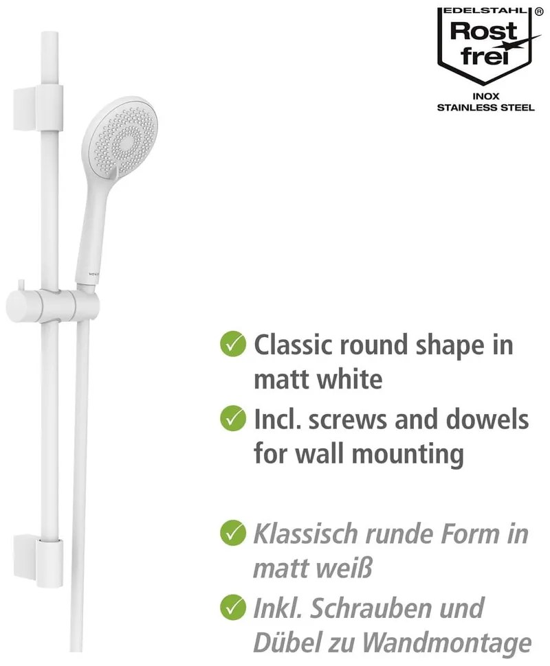 Set doccia bianco in acciaio inox 70 cm Watersaving - Wenko