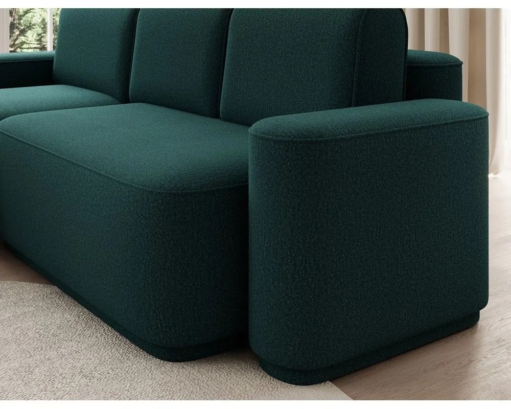Divano angolare verde allungabile/con contenitore (con penisola a sinistra/con chaise lounge) e rivestimento in ciniglia Aurumm – ELTAP