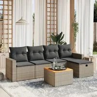 Set Divano da Giardino 6 pz con Cuscini Grigio in Polyrattan 3264833