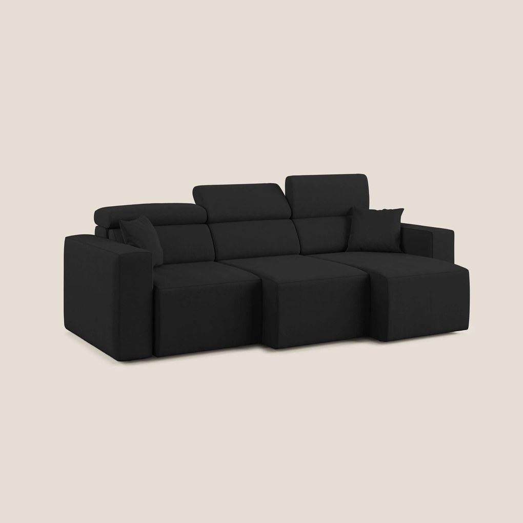 Orwell divano con 3 sedute estraibili in microfibra smacchiabile T11 nero