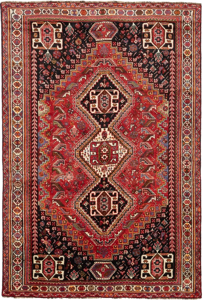 Shiraz Tappeto 170x260 Rosso (Iran) Annodato A Mano