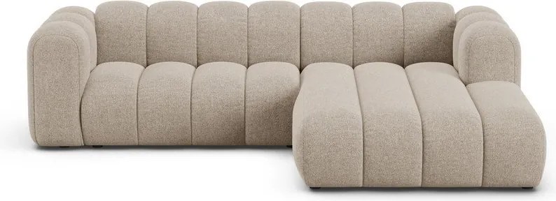 Divano angolare beige (con penisola a destra/con chaise lounge) con rivestimento in ciniglia Lupine – Micadoni