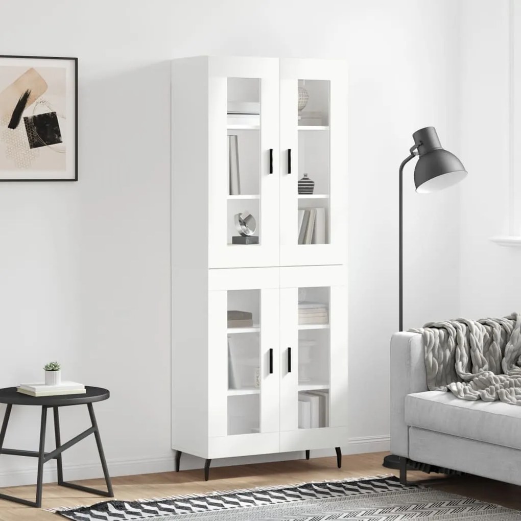 Credenza Bianca 69,5x34x180 Cm İn Legno Multistrato /