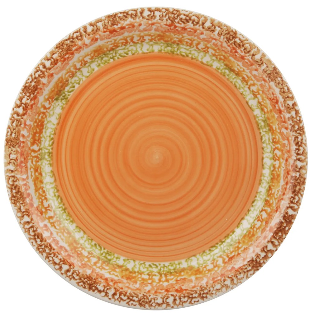 Piatto piano ceramica 26,5 cm arancione e verde Mirage