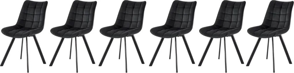 Set di 6 sedie K332 in velluto nero