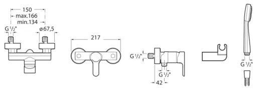 Roca A5A2009C02 - Set doccia con miscelatore L20 in cromo lucido