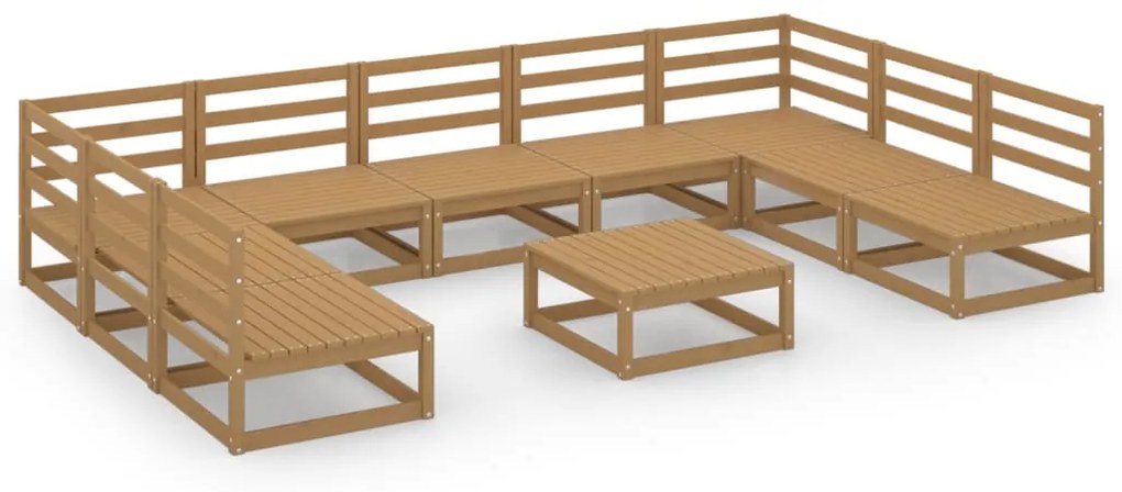 Set Divani da Giardino 10 pz in Legno Massello di Pino