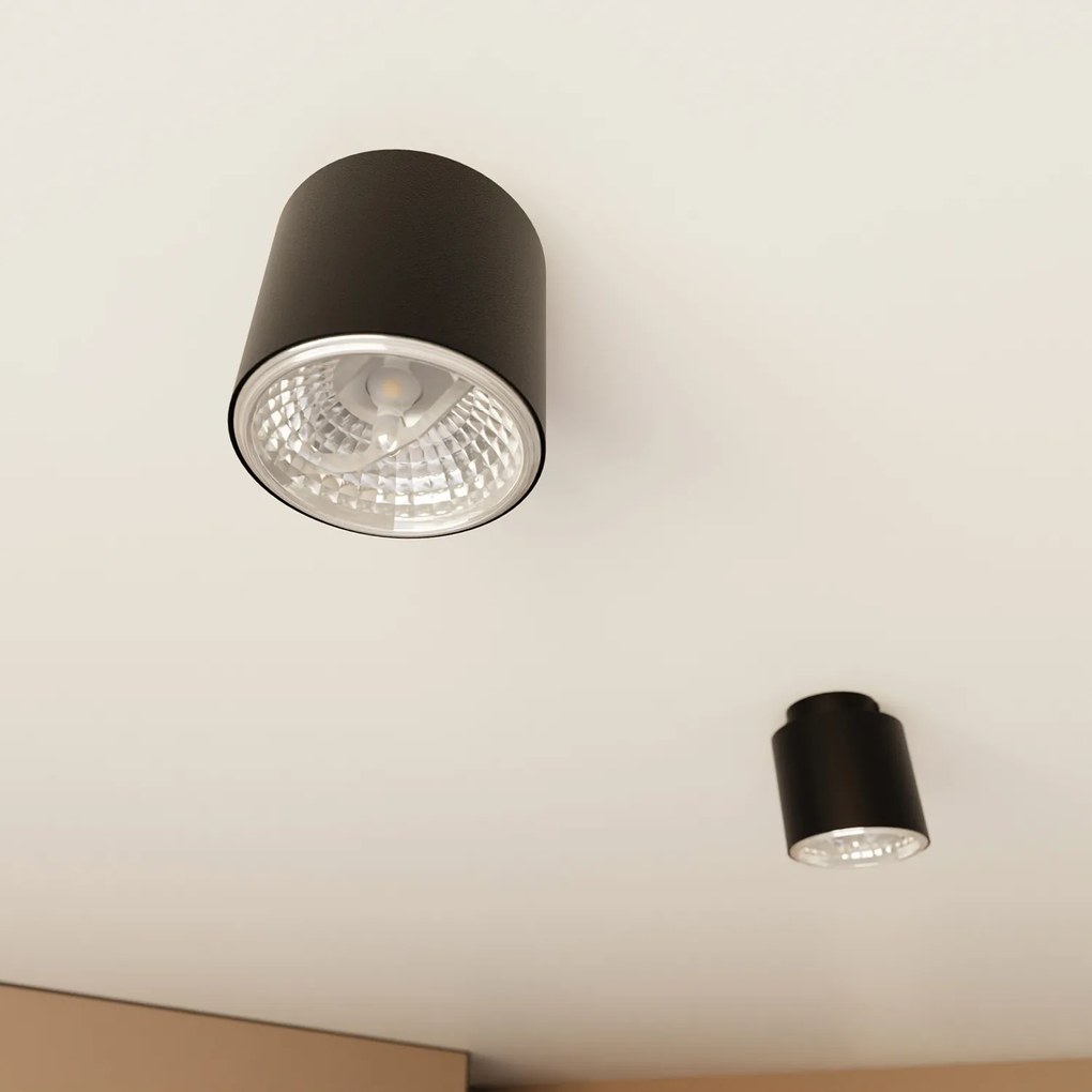 Plafoniera Moderna 1 Luce Faretto Ptah In Acciaio Nero