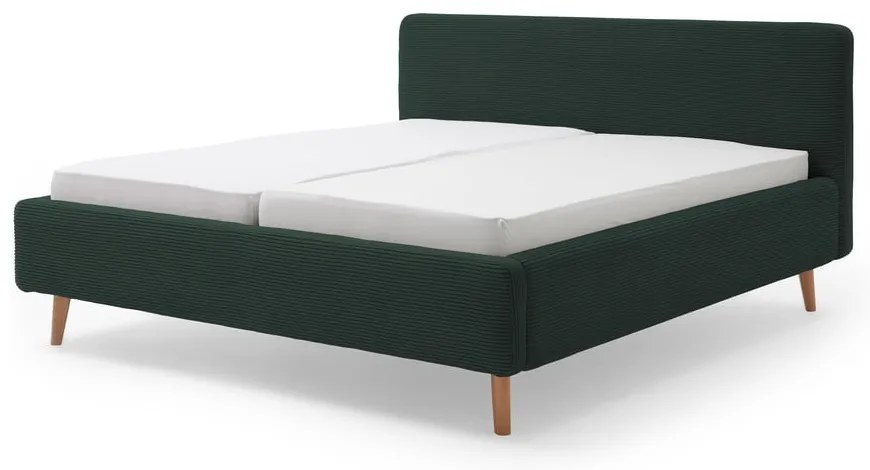 Letto matrimoniale imbottito verde scuro rete non inclusa 180x200 cm Mattis Cord – Meise Möbel