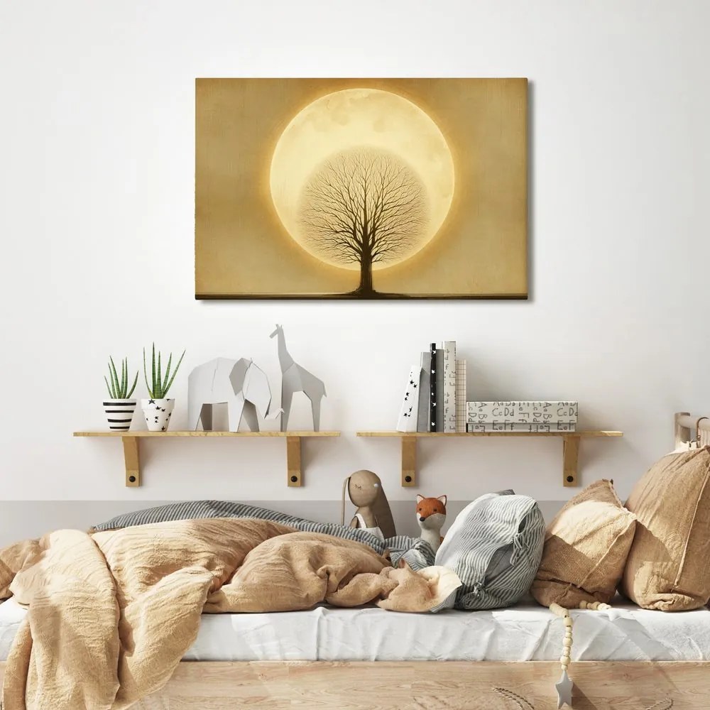 Quadro su tela – Albero della vita davanti alla luna