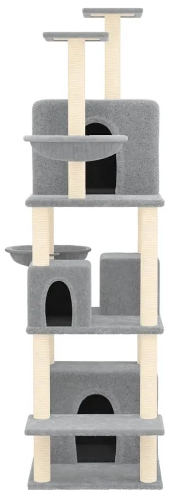 Albero per gatti con tiragraffi in sisal grigio chiaro 180 cm