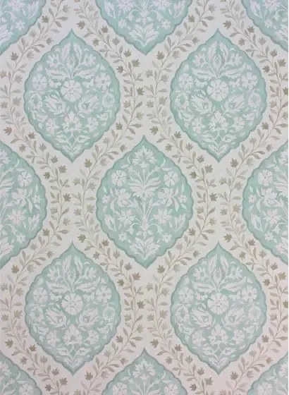 Nina Campbell Carta da parati Marguerite - Aqua/ Taupe