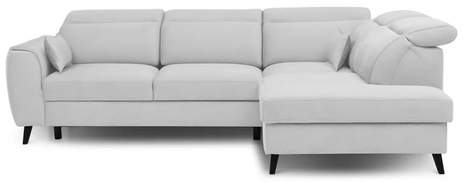 Divano angolare bianco allungabile/con contenitore (con penisola a destra/a L) e rivestimento in velluto Noble – ELTAP