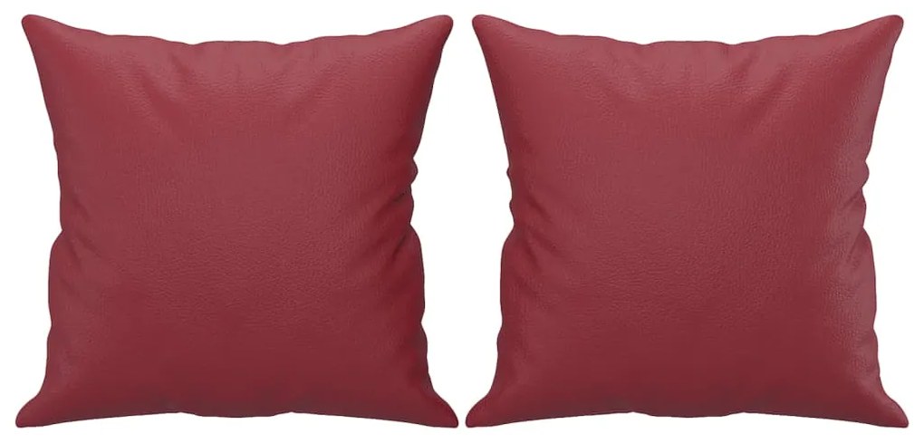 Set di divani 2 pz con cuscini rosso vino in similpelle