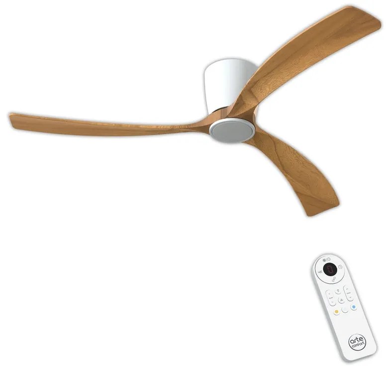 Ventilatore da soffitto SKY faggio, Ø 122 cm, CCT, dimmerabile, ARTE CONFORT IP20