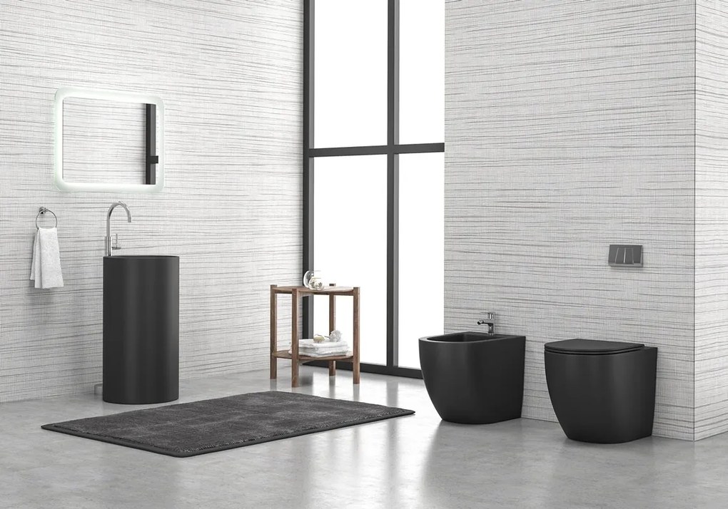 Lavabo bagno da terra monoblocco colore nero opaco MIL-FN - KAMALU