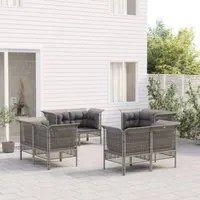 Set Divani da Giardino 8 pz con Cuscini in Polyrattan Grigio 3187482