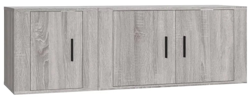 Set Mobili Porta TV 2 pz Grigio Sonoma in Legno Multistrato