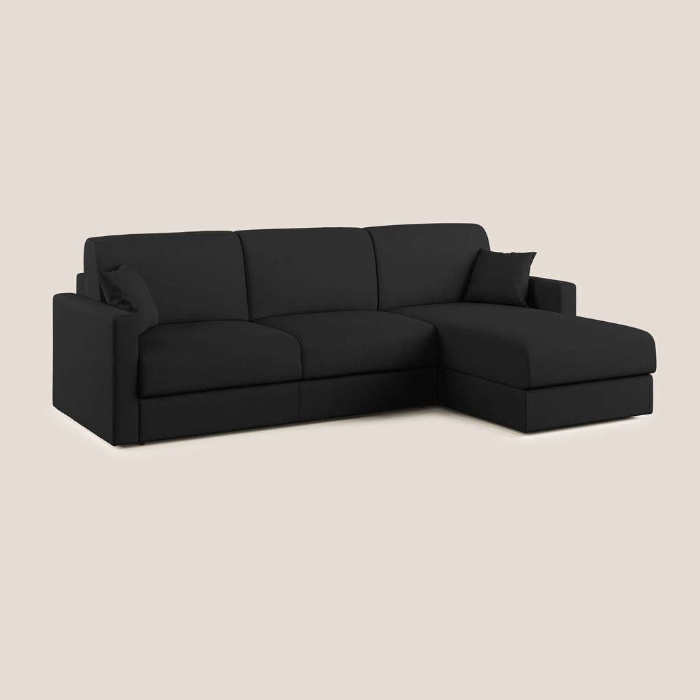 Chris Divano letto angolare con penisola in microfibra smacchiabile T11 nero