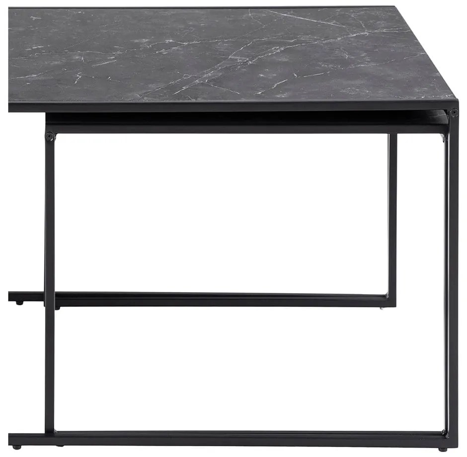 Set di tavolini da salotto color nero opaco con piano effetto marmo 3 pz 60x120 cm Infinity – Actona