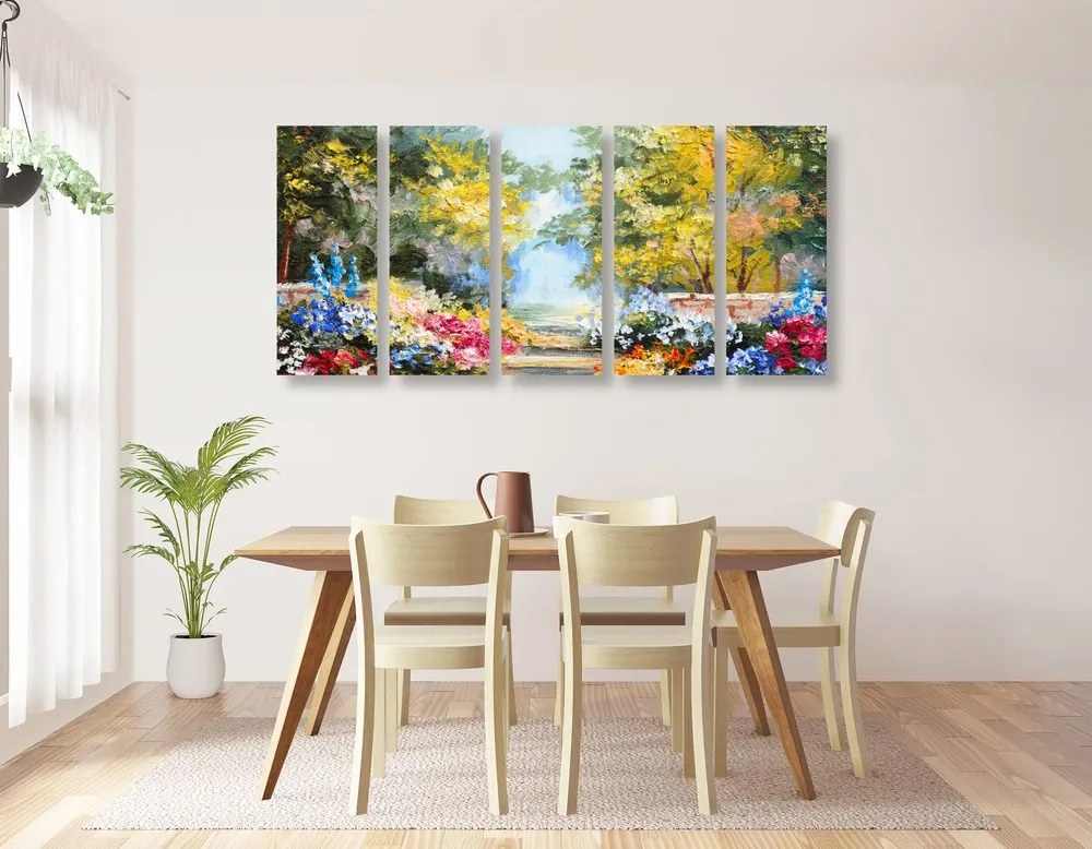 Quadri 5 pezzi – Pittura a olio di paesaggio