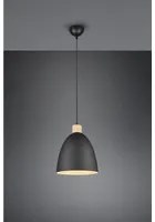 Sospensione Cucina Jagger Metallo Nero Inserto Legno Trio Lighting