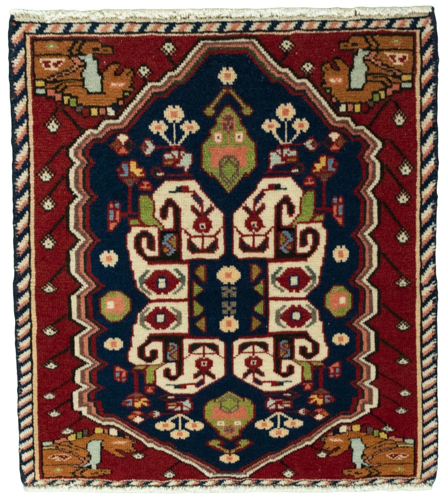 Shiraz Tappeto persiano 50x60 Rosso (Iran) Annodato A Mano