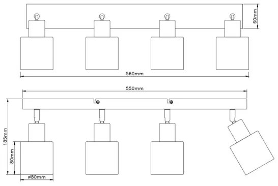 Globo 54114-4 - Faretto orientabile TRENT 4xE14/25W/230V