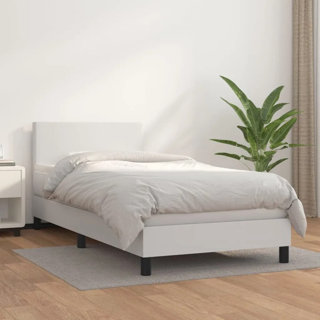 Giroletto A Molle Con Materasso Bianco 100x200 Cm İn Similpelle /