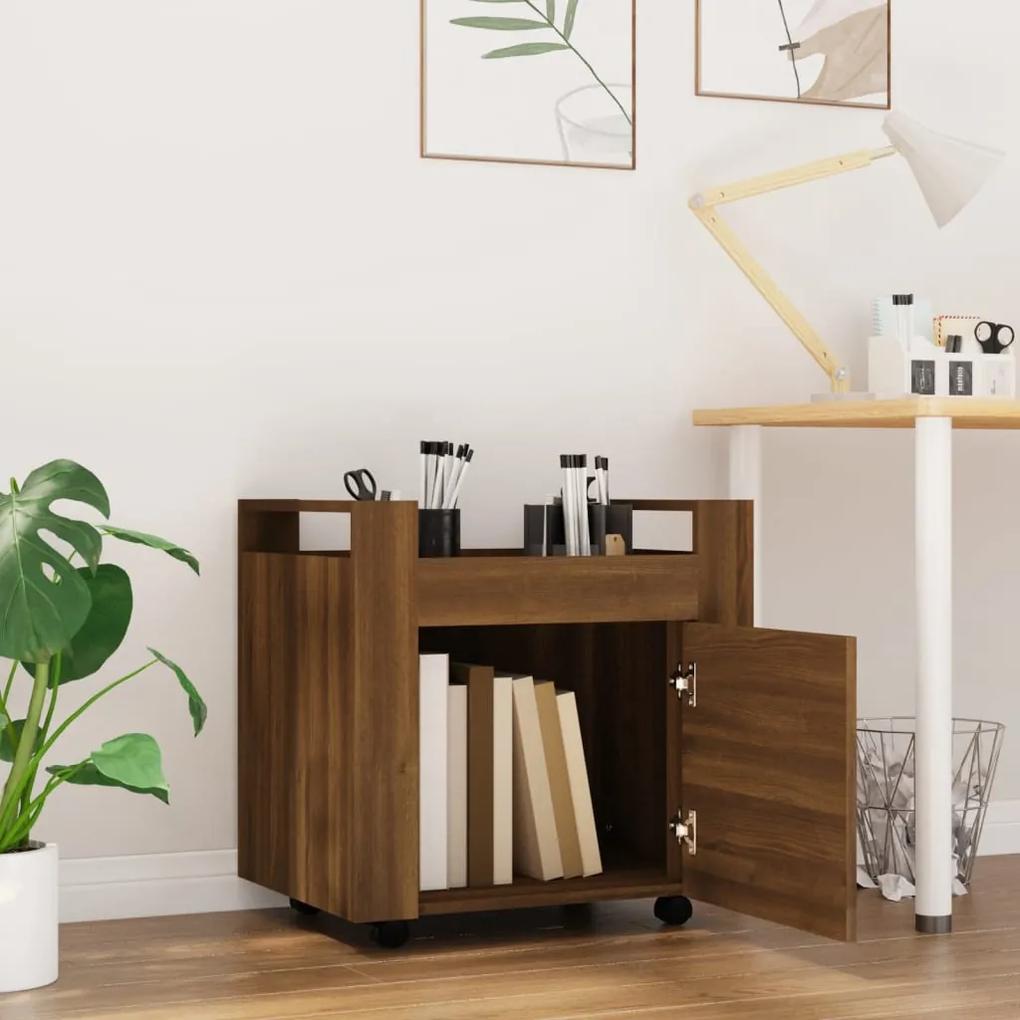 Carrello scrivania rovere marrone 60x45x60 cm legno multistrato