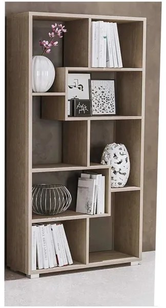 Libreria moderna in legno Quercia Natura 74x156h cm ZIG ZAG