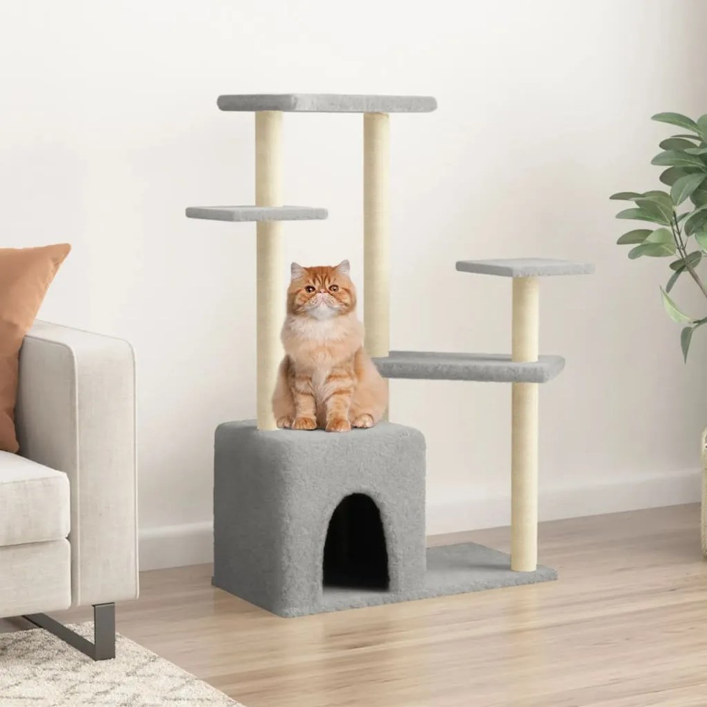 Albero per gatti con tiragraffi in sisal grigio chiaro 107,5 cm