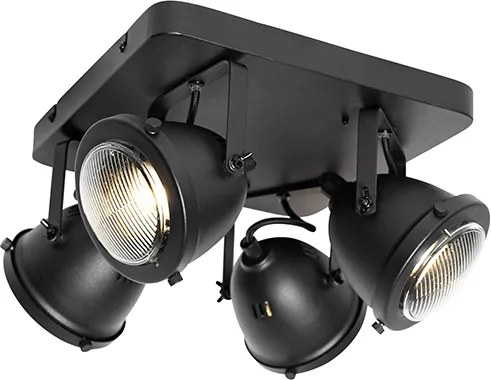 Faretto industriale nero 4 luci - Emado