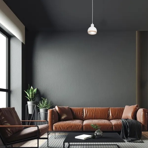 Lampadario su filo OVAL 1xE27/60W/230V bianco