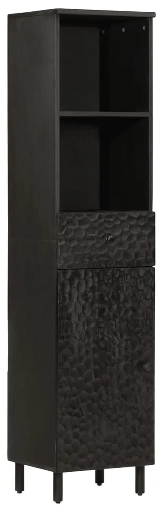 Mobile Da Bagno Nero 38x33x160 Cm İn Legno Massello Di Mango /