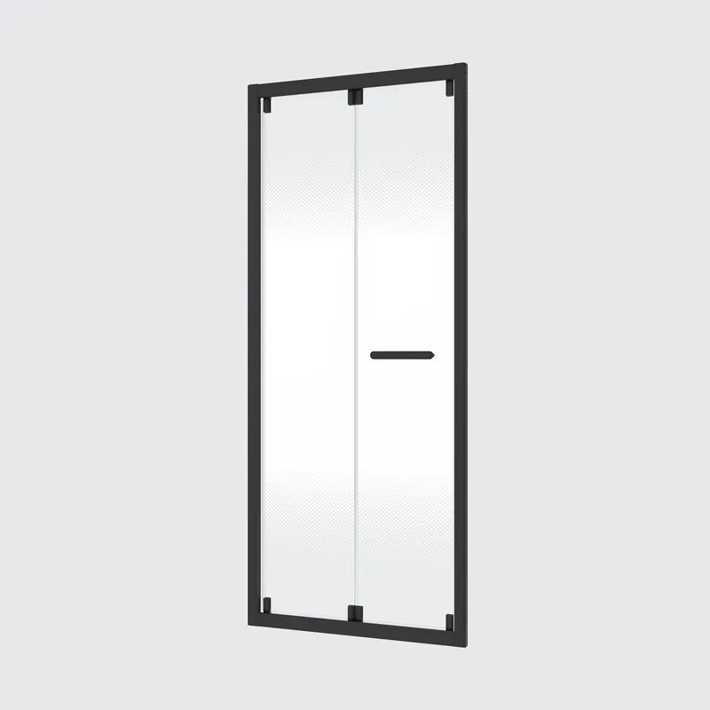 Porta doccia pieghevole Easy L 90 x H 190cm, Sp. 6 mm in vetro smerigliato profilo nero