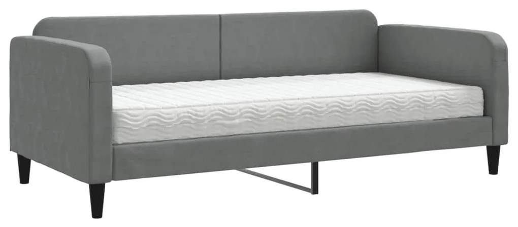 Divano letto con materasso grigio scuro 90x200 cm in tessuto