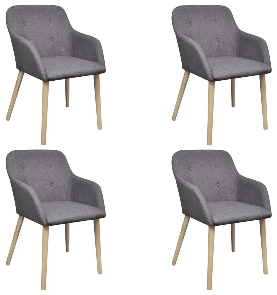 Sedie Da Pranzo 4 Pz Grigio Chiaro Tessuto E Massello Rovere /