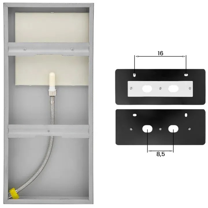 Soffione doccia a sbalzo 22x50 cm nero opaco in acciaio inox