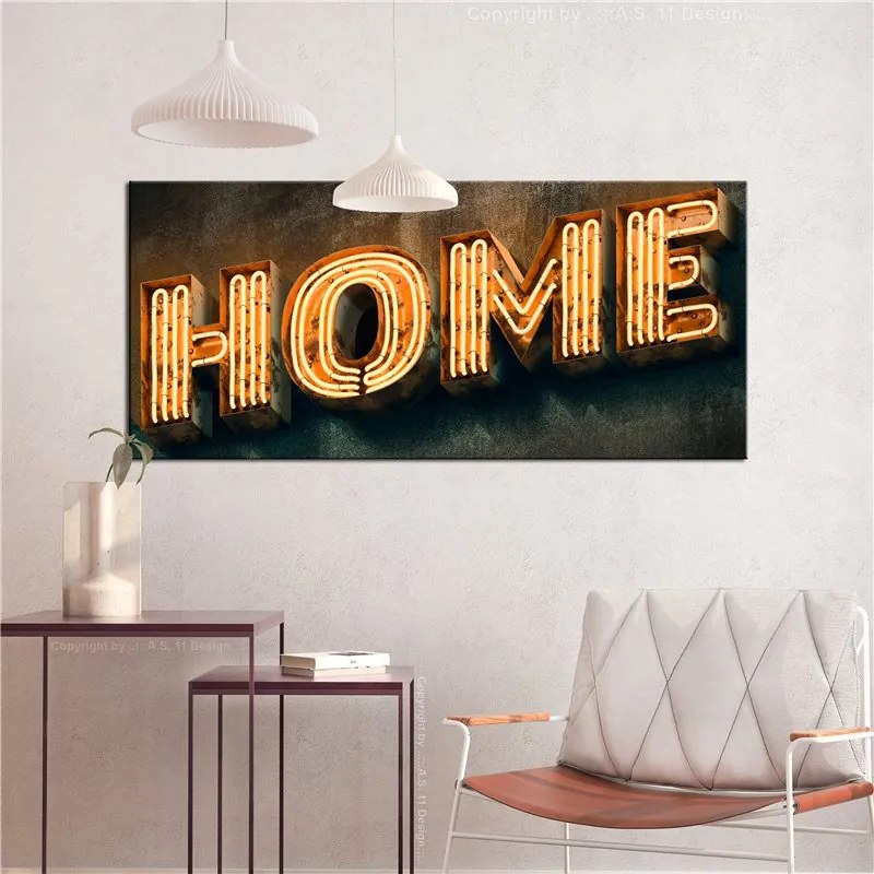 Quadro Oldschool Neon  Colore Arancione, Dimensioni e Misure 100x45