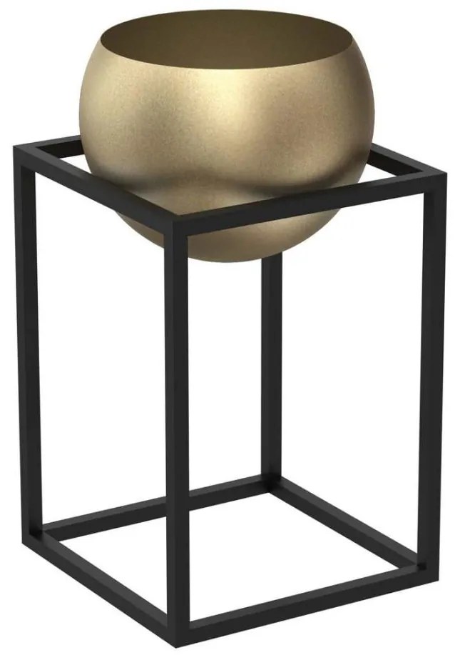 Vaso per fiori in metallo 51,3x29 cm negro/dorado