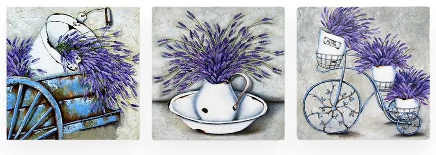 Dipinti in set di 3 pezzi 30x30 cm Lavender - Wallity