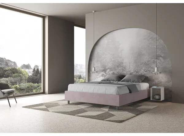 Letto matrimoniale e rete 160x200 in microfibra glicine Azelia