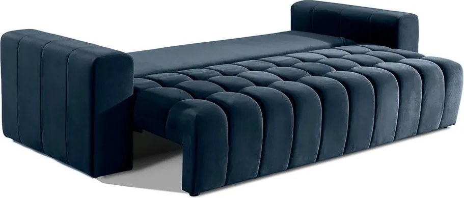 Divano blu scuro allungabile/con contenitore e rivestimento in velluto 247 cm Lazaro – ELTAP