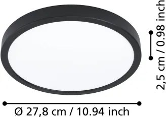 Eglo 901299-LED Plafoniera FUEVA LED/14,2W/230V 2700/4000/6500K Ø27,8cm nero