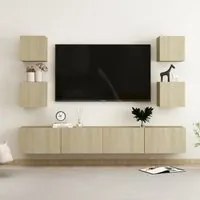 Set Porta TV 6 pz Rovere Sonoma in Truciolato 3078978