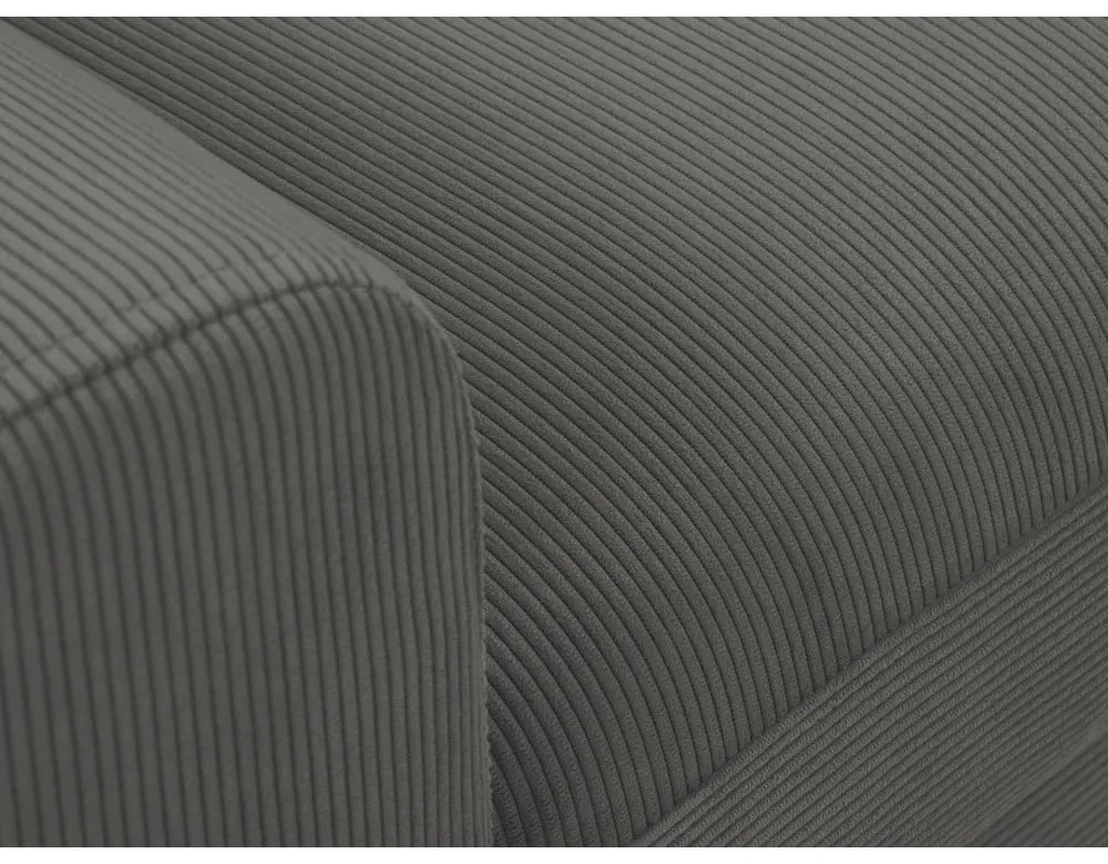 Divano angolare grigio scuro allungabile e con contenitore (con penisola a destra/con chaise lounge) con rivestimento in velluto a coste Kyoto – Cosmopolitan Design