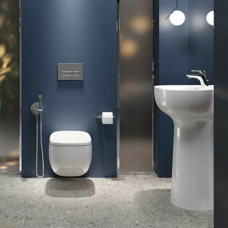 Lavabo freestanding Rak Illusion in ceramica bianca con foro