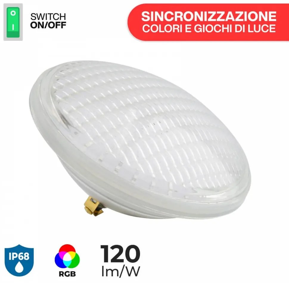 Lampada LED PAR56 35W, 12V AC, RGBW Multicolore Non Richiede Telecomando Colore RGB